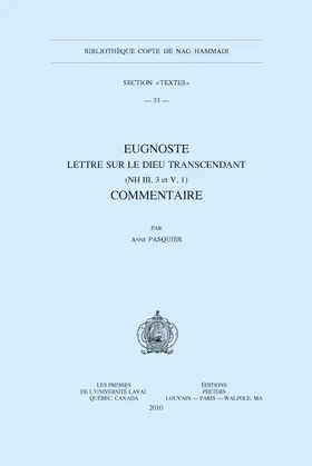 Pasquier |  Eugnoste. Lettre Sur Le Dieu Transcendant (NH III, 3 Et V, 1). Commentaire | Buch |  Sack Fachmedien