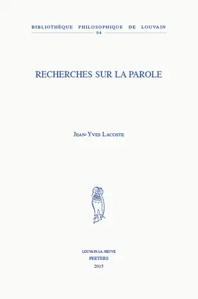 Lacoste |  Recherches Sur la Parole | Buch |  Sack Fachmedien