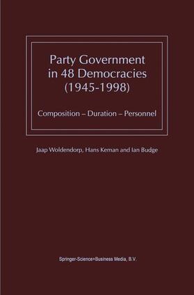 Woldendorp / Budge / Keman |  Party Government in 48 Democracies (1945¿1998) | Buch |  Sack Fachmedien