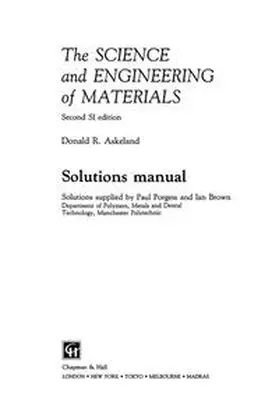 Porgess / Brown |  The Science and Engineering of Materials | eBook | Sack Fachmedien