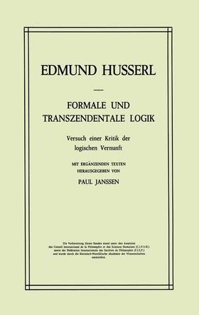 Janssen / Husserl |  Formale und Transzendentale Logik | Buch |  Sack Fachmedien