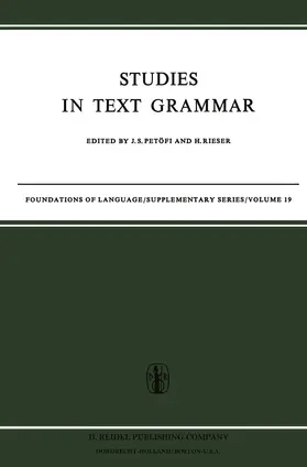 Rieser / Petöfi |  Studies in Text Grammar | Buch |  Sack Fachmedien