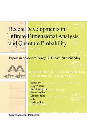 Accardi / Streit / Obata |  Recent Developments in Infinite-Dimensional Analysis and Quantum Probability | Buch |  Sack Fachmedien