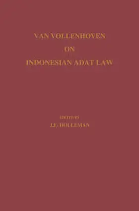 Vollenhoven / Holleman / Sonius |  Van Vollenhoven on Indonesian Adat Law | eBook | Sack Fachmedien