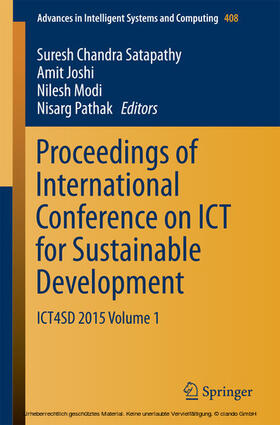 Satapathy / Joshi / Modi |  Proceedings of International Conference on ICT for Sustainable Development | eBook | Sack Fachmedien