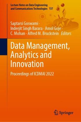 Goswami / Barara / Bruckstein |  Data Management, Analytics and Innovation | Buch |  Sack Fachmedien