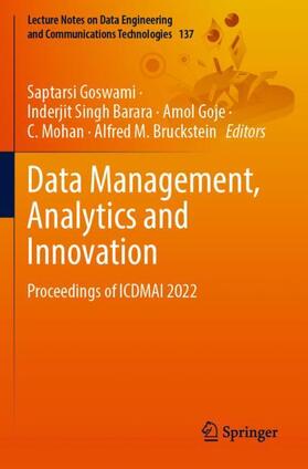 Goswami / Barara / Bruckstein |  Data Management, Analytics and Innovation | Buch |  Sack Fachmedien