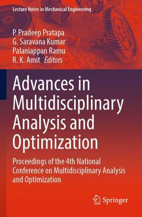 Pradeep Pratapa / Amit / Saravana Kumar |  Advances in Multidisciplinary Analysis and Optimization | Buch |  Sack Fachmedien