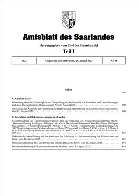  Amtsblatt des Saarlandes | Zeitschrift |  Sack Fachmedien